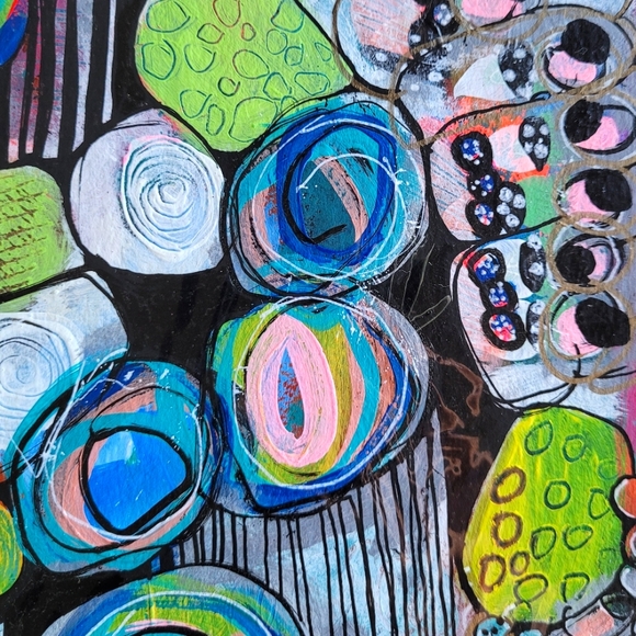 Original Abstract Sushi Painting Acrylic on Fine Art Paper, 9x12" - Picture 3 of 5